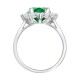 9ct White Gold 0.35ct Lab Grown Diamond & 0.75ct 7x5mm Emerald Claw Set Cluster Halo Oval Ring