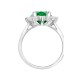 9ct White Gold 0.62ct Lab Grown Diamond & 1.25ct 8x6mm Emerald Claw Set Cluster Halo Oval Ring