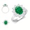 9ct White Gold 0.96ct Lab Grown Diamond & 2.00ct 9x7mm Emerald Claw Set Cluster Halo Oval Ring