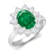9ct White Gold 0.96ct Lab Grown Diamond & 2.00ct 9x7mm Emerald Claw Set Cluster Halo Oval Ring