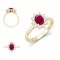 9ct Yellow Gold 0.35ct Lab Grown Diamond & 0.75ct 7x5mm Ruby Claw Set Cluster Halo Oval Ring