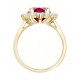 9ct Yellow Gold 0.35ct Lab Grown Diamond & 0.75ct 7x5mm Ruby Claw Set Cluster Halo Oval Ring