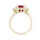 9ct Yellow Gold 0.62ct Lab Grown Diamond & 1.25ct 8x6mm Ruby Claw Set Cluster Halo Oval Ring