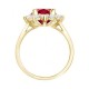 9ct Yellow Gold 0.96ct Lab Grown Diamond & 2.00ct 9x7mm Ruby Claw Set Cluster Halo Oval Ring