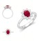 9ct White Gold 0.35ct Lab Grown Diamond & 0.75ct 7x5mm Ruby Claw Set Cluster Halo Oval Ring