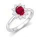 9ct White Gold 0.35ct Lab Grown Diamond & 0.75ct 7x5mm Ruby Claw Set Cluster Halo Oval Ring