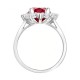 9ct White Gold 0.35ct Lab Grown Diamond & 0.75ct 7x5mm Ruby Claw Set Cluster Halo Oval Ring