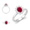 9ct White Gold 0.62ct Lab Grown Diamond & 1.25ct 8x6mm Ruby Claw Set Cluster Halo Oval Ring
