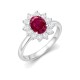 9ct White Gold 0.62ct Lab Grown Diamond & 1.25ct 8x6mm Ruby Claw Set Cluster Halo Oval Ring