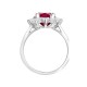 9ct White Gold 0.62ct Lab Grown Diamond & 1.25ct 8x6mm Ruby Claw Set Cluster Halo Oval Ring