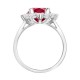 9ct White Gold 0.96ct Lab Grown Diamond & 2.00ct 9x7mm Ruby Claw Set Cluster Halo Oval Ring