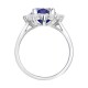 9ct White Gold 0.35ct Lab Grown Diamond & 0.75ct 7x5mm Sapphire Claw Set Cluster Halo Oval Ring