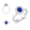 9ct White Gold 0.62ct Lab Grown Diamond & 1.25ct 8x6mm Sapphire Claw Set Cluster Halo Oval Ring