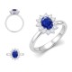 9ct White Gold 0.62ct Lab Grown Diamond & 1.25ct 8x6mm Sapphire Claw Set Cluster Halo Oval Ring
