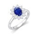 9ct White Gold 0.62ct Lab Grown Diamond & 1.25ct 8x6mm Sapphire Claw Set Cluster Halo Oval Ring