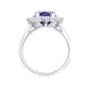 9ct White Gold 0.62ct Lab Grown Diamond & 1.25ct 8x6mm Sapphire Claw Set Cluster Halo Oval Ring