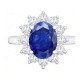 9ct White Gold 0.96ct Lab Grown Diamond & 2.00ct 9x7mm Sapphire Claw Set Cluster Halo Oval Ring