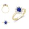 9ct Yellow Gold 0.35ct Lab Diamond & 0.75ct 7x5mm Sapphire Claw Set Cluster Halo Oval Ring
