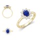 9ct Yellow Gold 0.35ct Lab Diamond & 0.75ct 7x5mm Sapphire Claw Set Cluster Halo Oval Ring