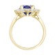 9ct Yellow Gold 0.35ct Lab Diamond & 0.75ct 7x5mm Sapphire Claw Set Cluster Halo Oval Ring