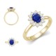 9ct Yellow Gold 0.62ct Lab Diamond & 1.25ct 8x6mm Sapphire Claw Set Cluster Halo Oval Ring