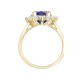 9ct Yellow Gold 0.62ct Lab Diamond & 1.25ct 8x6mm Sapphire Claw Set Cluster Halo Oval Ring