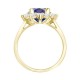 9ct Yellow Gold 0.96ct Lab Diamond & 2.00ct 9x7mm Sapphire Claw Set Cluster Halo Oval Ring