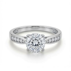 9ct White Gold 1.00ct Lab Diamond & 0.14ct Diamond Wed-Fit Round Brilliant Cut Engagement Ring