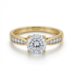 9ct Yellow Gold 1.00ct Lab Diamond & 0.14ct Diamond Wed-Fit Round Brilliant Cut Engagement Ring