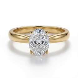 9ct Yellow Gold 1.00ct Lab Diamond Wed-Fit Oval Solitaire Ring