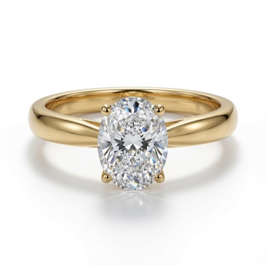 9ct Yellow Gold 1.00ct Lab Diamond Wed-Fit Oval Solitaire Ring