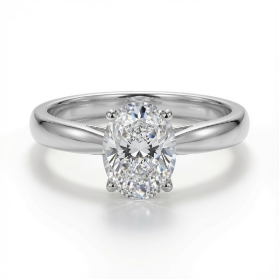 9ct White Gold 1.00ct Lab Diamond Wed-Fit Oval Solitaire Ring