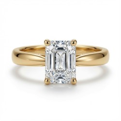9ct Yellow Gold 1.00ct Lab Diamond Wed-Fit Emerald Cut Solitaire Ring
