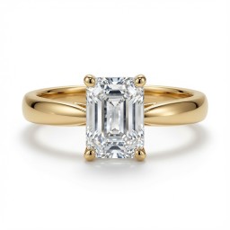 9ct Yellow Gold 1.00ct Lab Diamond Wed-Fit Emerald Cut Solitaire Ring