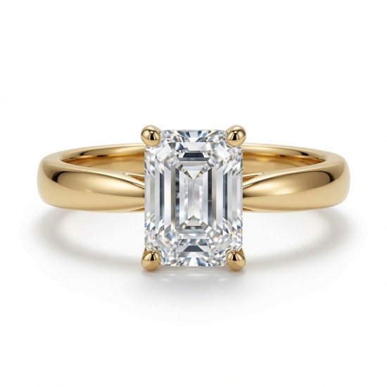 9ct Yellow Gold 1.00ct Lab Diamond Wed-Fit Emerald Cut Solitaire Ring