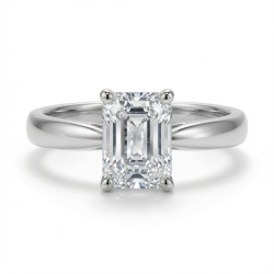 9ct White Gold 1.00ct Lab Diamond Wed-Fit Emerald Cut Solitaire Ring