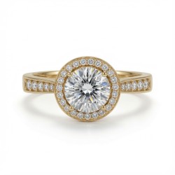 9ct Yellow Gold 1.00ct Lab Diamond & 0.23ct Diamond Wed-Fit Round Halo Ring