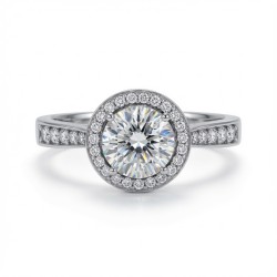 9ct White Gold 1.00ct Lab Diamond & 0.23ct Diamond Wed-Fit Round Halo Ring