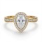 9ct Yellow Gold 1.00ct Lab Diamond & 0.24ct Diamond Wed-Fit Pear Halo Ring