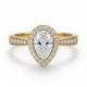 9ct Yellow Gold 1.00ct Lab Diamond & 0.24ct Diamond Wed-Fit Pear Halo Ring
