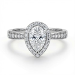 9ct White Gold 1.00ct Lab Diamond & 0.24ct Diamond Wed-Fit Pear Halo Ring