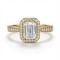 9ct Yellow Gold 1.00ct Lab Diamond & 0.23ct Diamond Wed-Fit Emerald Cut Halo Ring
