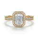 9ct Yellow Gold 1.00ct Lab Diamond & 0.23ct Diamond Wed-Fit Emerald Cut Halo Ring