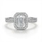9ct White Gold 1.00ct Lab Diamond & 0.23ct Diamond Wed-Fit Emerald Cut Halo Ring