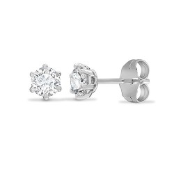 PLE002-075 | Platinum 950 0.75ct 6 Claw Diamond Solitaire Stud Earrings
