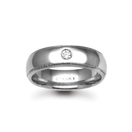 PLW012-4 | Platinum 4mm Diamond 5pts Rubover set Wedding Ring