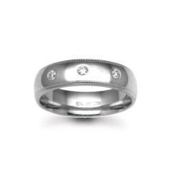 PLW014-3 | Platinum 3mm Diamond 6pts Rubover set Wedding Ring