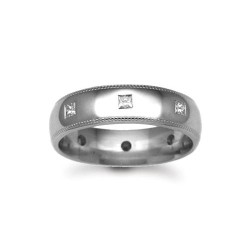PLW022-4 | Platinum 4mm Diamond 32pts Rubover set Wedding Ring
