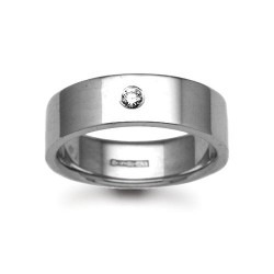 PLW024-5 | Platinum 5mm Natural Diamond 8pts Rubover set Wedding Ring