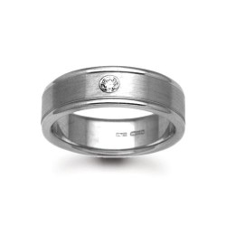 PLW031-4 | Platinum 4mm Diamond 3pts Rubover set Wedding Ring